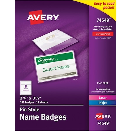 Avery Holder, Badge, Pin, 100PK AVE74549